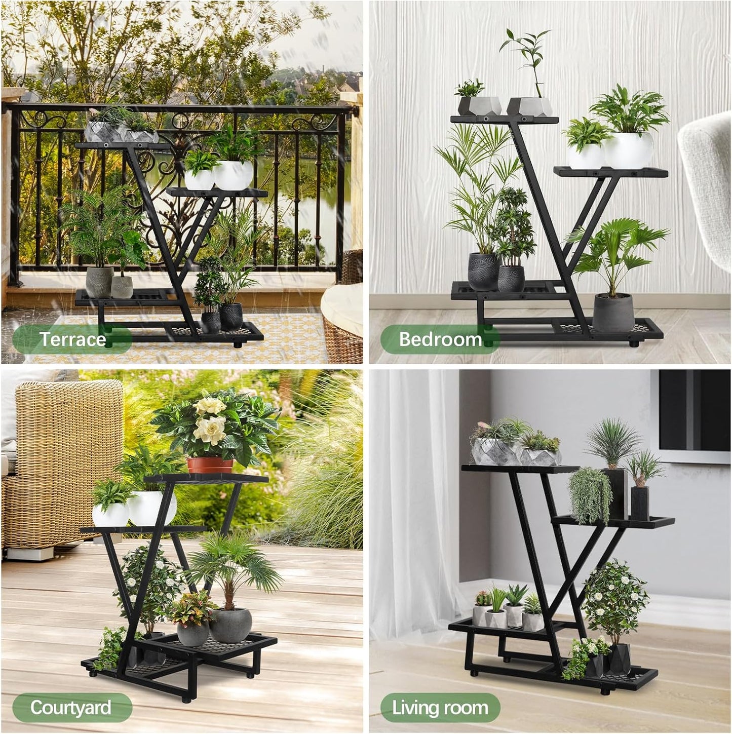2Pack，4Tier plant stand，outdoor plant stands for patio，Planter Display ShelvingIndoor Outdoor，Multiple Flower Pot Holder， suitable for garden corners, balconies, and living rooms