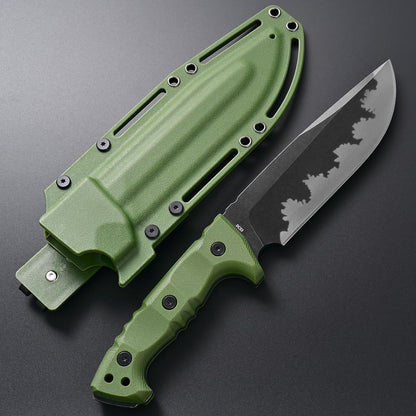 GTK7 Fixed Blade Knife DC53 Steel Blade Full Tang Nylon Fiberglass Handle EDC Fixed Knifes for Outdoor Camping Hunting (green)
