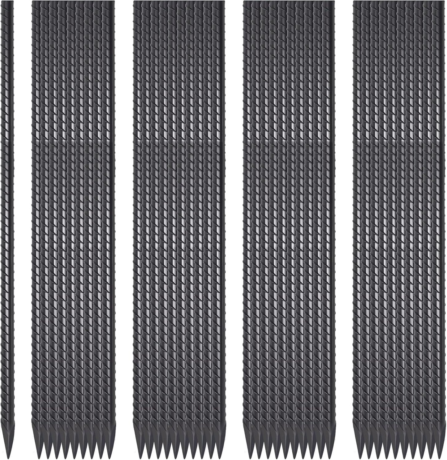 Rebar Stakes 24 Inch 40 Pack Straight Metal Stakes for Ground 1/2 Inch Diameter Landscape Timber Spikes with Chisel Point End for Plant Support, Concrete Form and Fence, Black