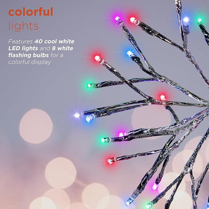 Alpine Corporation 10"H Indoor Christmas Snowflake Ornament with Multi-Colored LED Lights, Silver , Christmas Decoration