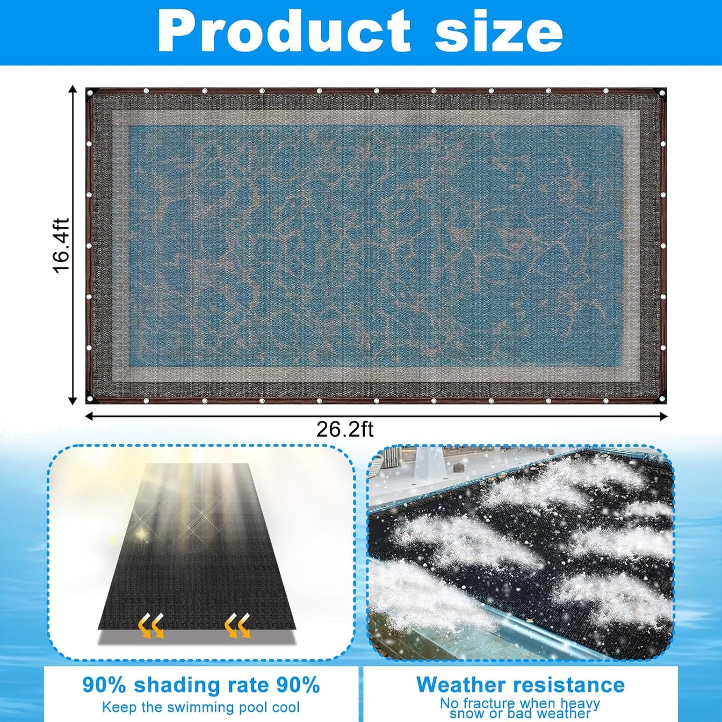 16 x 26FT Pool Leaf Net Cover- Thicken Rectangle Leaf Netting for Inground and Above Ground Swimming Pools Cover with Reinforced Gromments,Winter Above Ground Pool Screen Cover, Catching Leaves