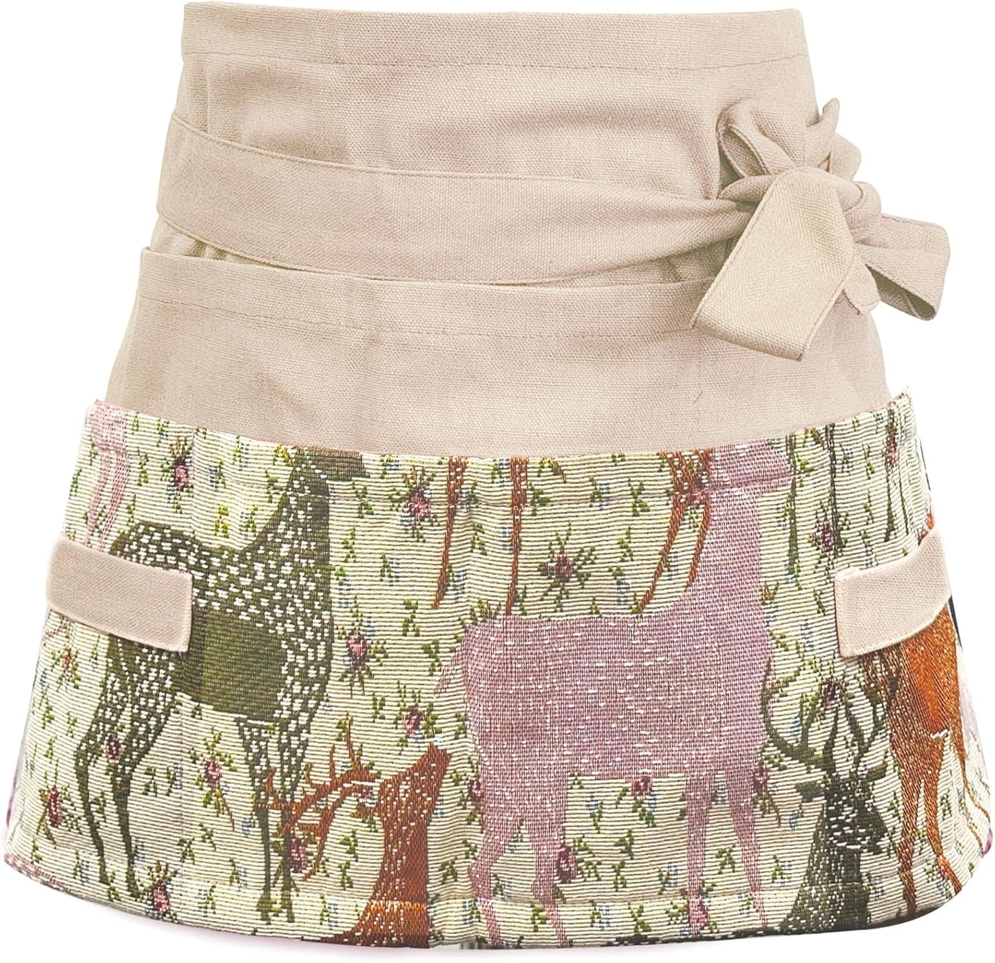 Garden Apron for Woman, Serve Apron Cute, Flora Half Apron with 8 Pockets, Valentines Gift for Mom Wife Girlfriend