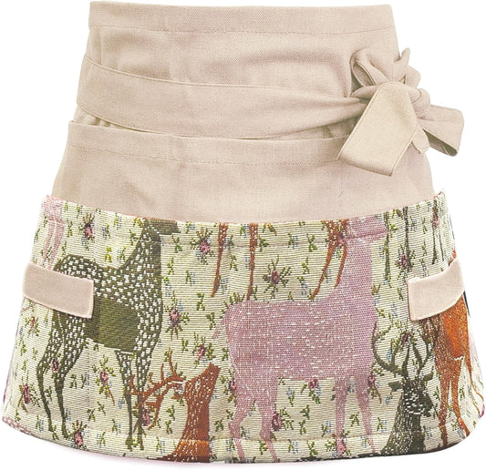Garden Apron for Woman, Serve Apron Cute, Flora Half Apron with 8 Pockets, Valentines Gift for Mom Wife Girlfriend