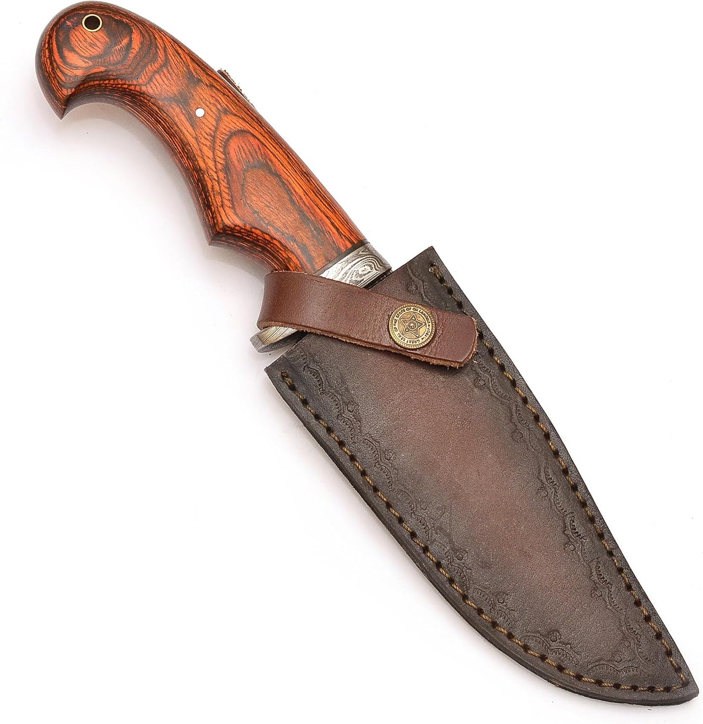 Handmade Damascus Steel Bowie knife Fixed Blade Knife for outdoor, bushcraft, camping,survival with Leather Sheath And Perfect Handle Grip