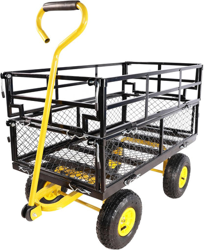 with a Four-Wheeled Trailer with a Double-Deck Detachable Side,The Steel Multifunctional Heavy-Duty net car can be Used in Farms,Warehouses and Other Places.