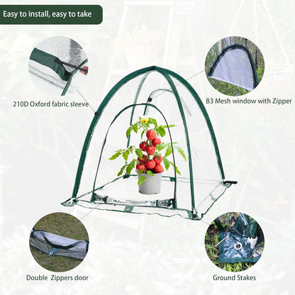 Portable Mini Greenhouse for Winter Gardening - Transparent PVC Pop Up Plant Protector Cover for Heat Preservation in Backyard