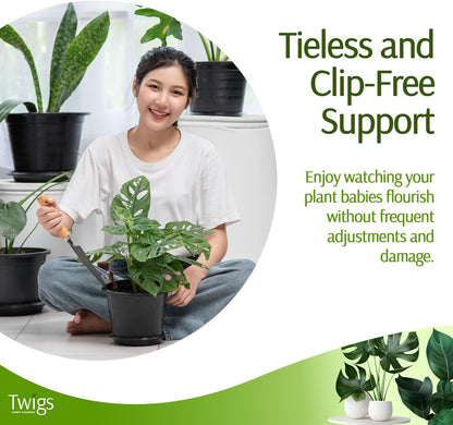 Twigs - Monstera Plant Support Stakes for Indoor & Outdoor Plants, Gardening Supplies, Garden Accessories, Trellis, Moss Pole, & Ring Alternative - Monstera (Dark Green), 10 Pack, 12" L, Mini Twigs