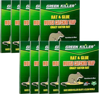 10-Pack Large Mouse Glue Traps with Enhanced Stickiness, Rat Snake Sticky Pad Board for House Indoor Outdoor, Easy to Set, Extra Large