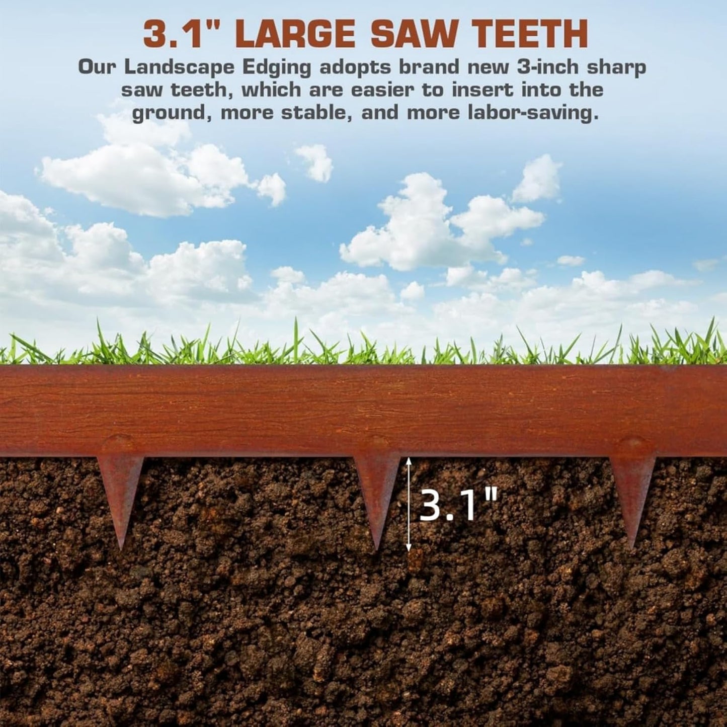 42 Inch Cor-Ten Steel Landscape Edging, 9.4 Inch Hammer in Landscape Edging,Garden Edging Border for Lawn, Flower Bed, Yard