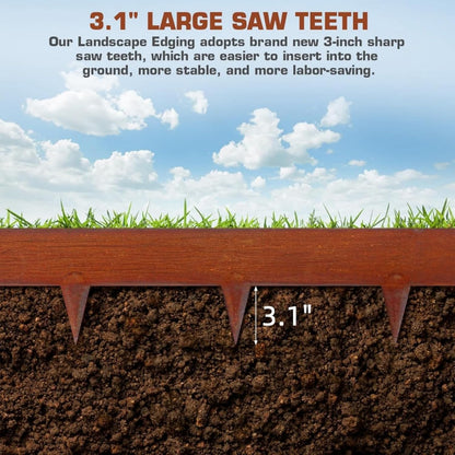 42 Inch Cor-Ten Steel Landscape Edging, 7.9 Inch Hammer in Metal Landscape Edging, Garden Edging for Lawn, Pathway, Yard