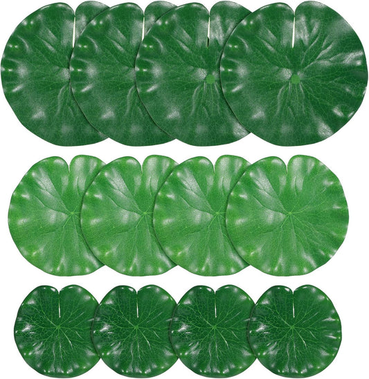 12Pcs Lily Pads for Ponds, Artificial Floating Foam Lotus Leaves Realistic Water Lily Pads Foliage Pond Decor for Pool Koi Fish Patio Aquarium Outdoor Ponds