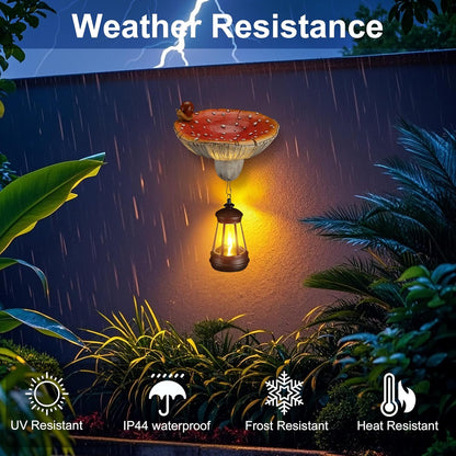 Mushroom with Snail and Lantern Cute Solar Statue Light Garden Decoration Resin Decoration Painted Design Craft Ornament for Indoor Outdoor Gift(Red)