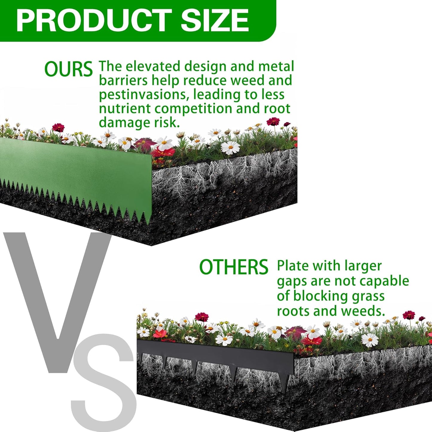 Metal Landscape Edging 6 Pack 40" L x 6" H,Galvanized Bendable Metal Garden Edging,Hammer- in Steel Landscape Edging with a Pair of Gloves and 7 Clips,Green (20 FT Total)