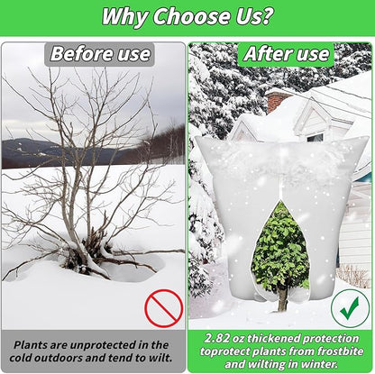 4PCS Large Plant Covers Freeze Protection 2.82oz Reusable Winter Frost Cloth Plant Protection Jacket Cover Bags Frost Blankets for Shrub Trees Outdoor Plants Fruit Tree Potted, 86"W x 95"H