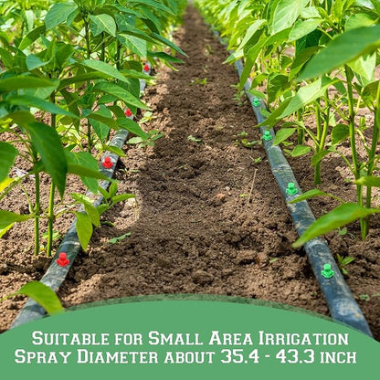 300 Pcs Misting Nozzle Sprayer 90/180/360 Degree Atomizing Micro Sprinklers Drip Ring Irrigation Emitters Sprinkler Nozzle Refraction Drip Emitters for Garden Agriculture Lawn