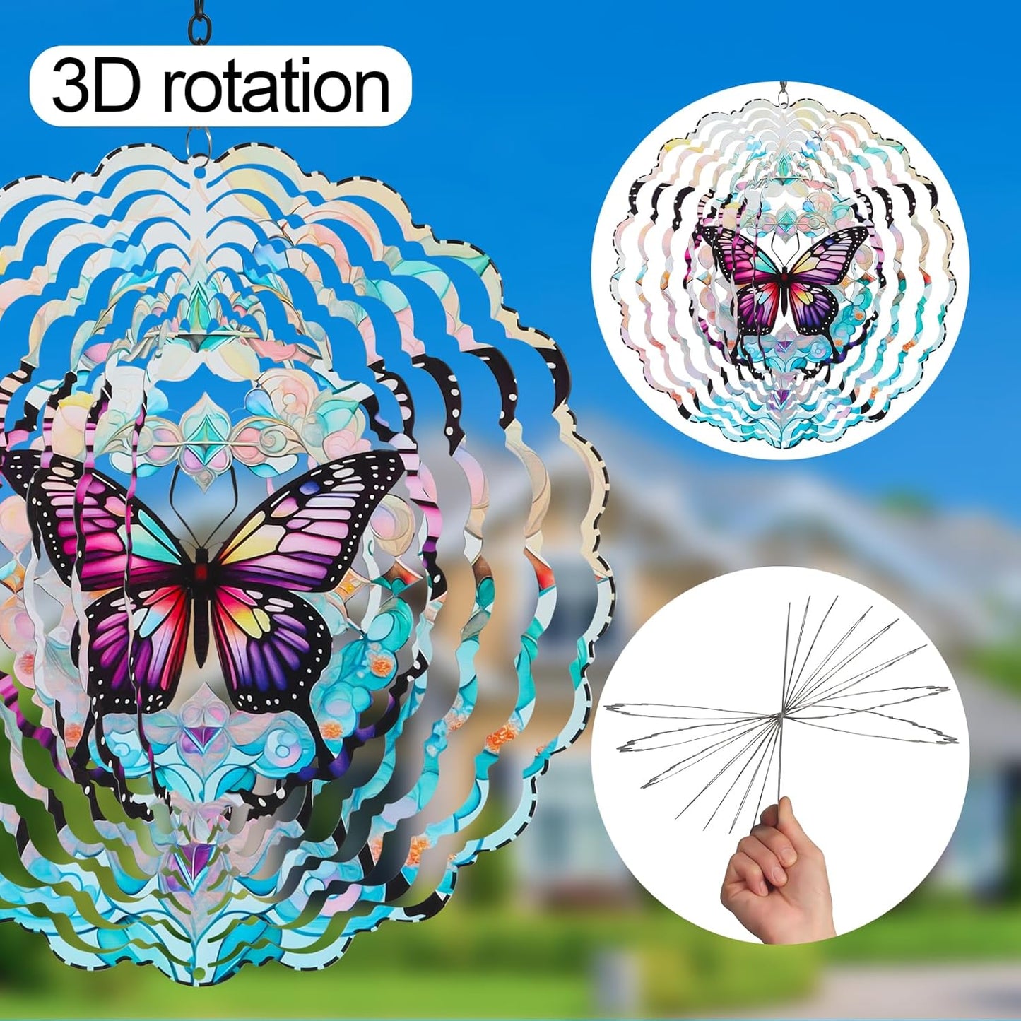 Metal Wind Spinners for Outdoor,Birthday Gifts for Women Mom Grandma, 12 Inch Purple Butterfly Wind Spinner, Kinetic Sculpture Garden Decor for Ornament Gifts