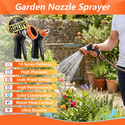 HOOFUN 2 Pack Garden Hose Nozzle High Pressure 10 & 2 Water Hose Nozzle