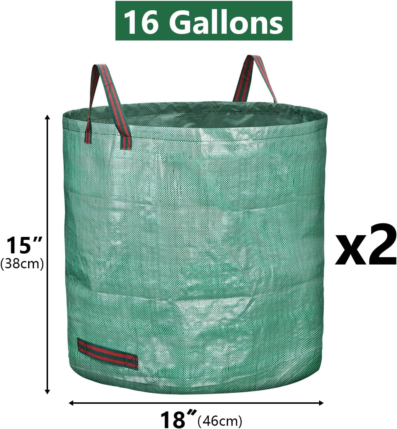2 Pack 16 Gallon Reusable Yard Waste Bags Heavy Duty Lawn and Leaf Bags Yard Waste Container Garden Grass Bags