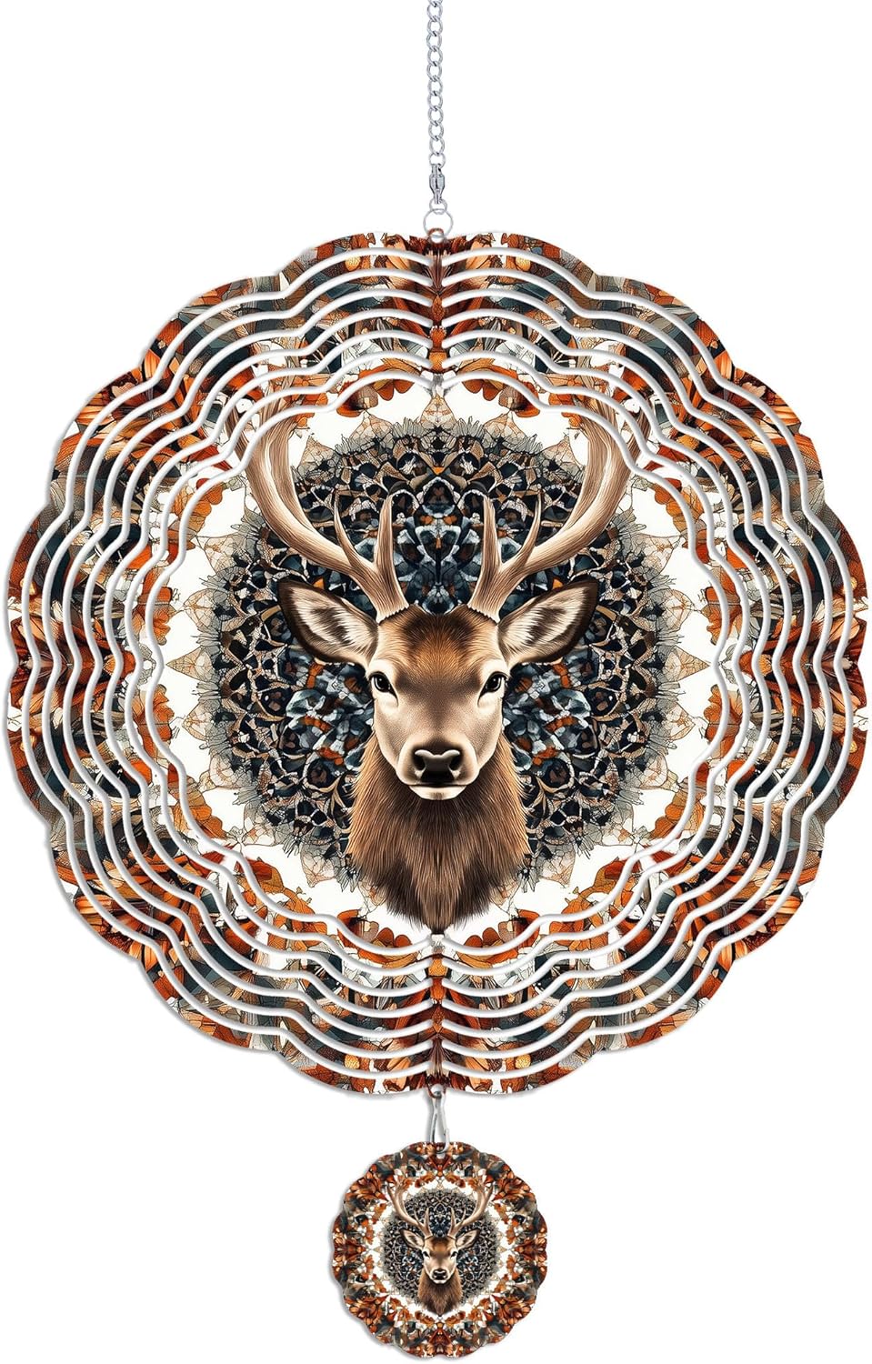 Wind Spinners Outdoor, Brown Retro Elk Deer 3D Stainless Steel Wind Sculpture Spinner for Garden Outside Hanging Decor Mother's Day Christmas Birthday Gifts for Women Men Mom Nana 13.7 in