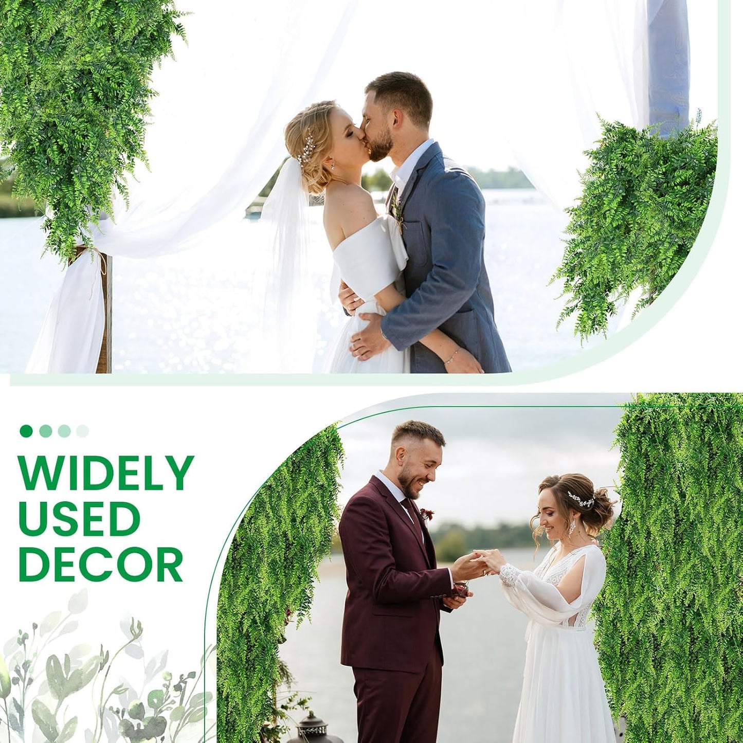 Geosar 110 Pcs Artificial Hanging Plants 32 Inch Hanging Boston Ferns Plastic Fake Plants for Wall Room Garden Wedding Garland Indoor Outdoor Decoration, No Basket