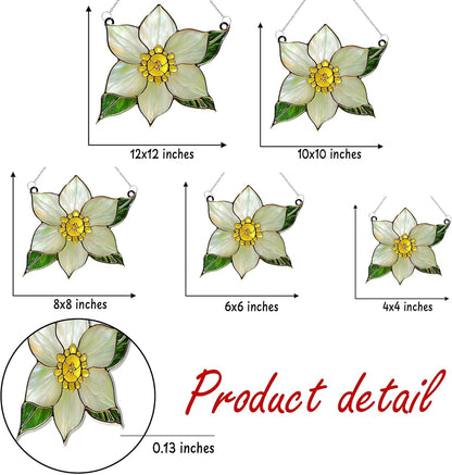 Narcissus December Birth Month Flower Acrylic Suncatcher Stained Glass Effect Window Car Hanging Christmas Ornament Indoor Outdoor Decor Garden Sun Catcher Flowers Lover Gift for Women Mom Grandma