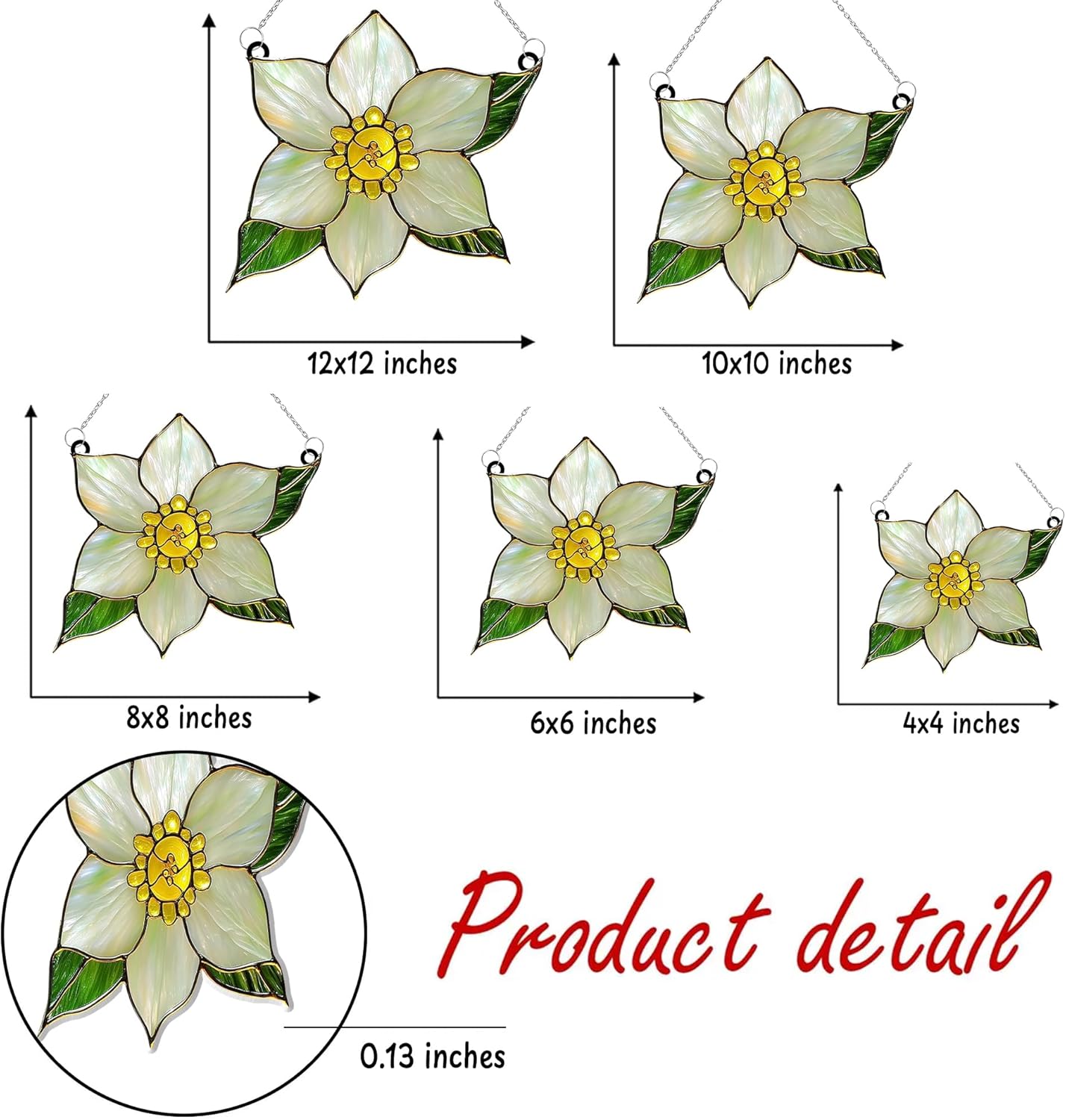 Narcissus December Birth Month Flower Acrylic Suncatcher Stained Glass Effect Window Car Hanging Christmas Ornament Indoor Outdoor Decor Garden Sun Catcher Flowers Lover Gift for Women Mom Grandma