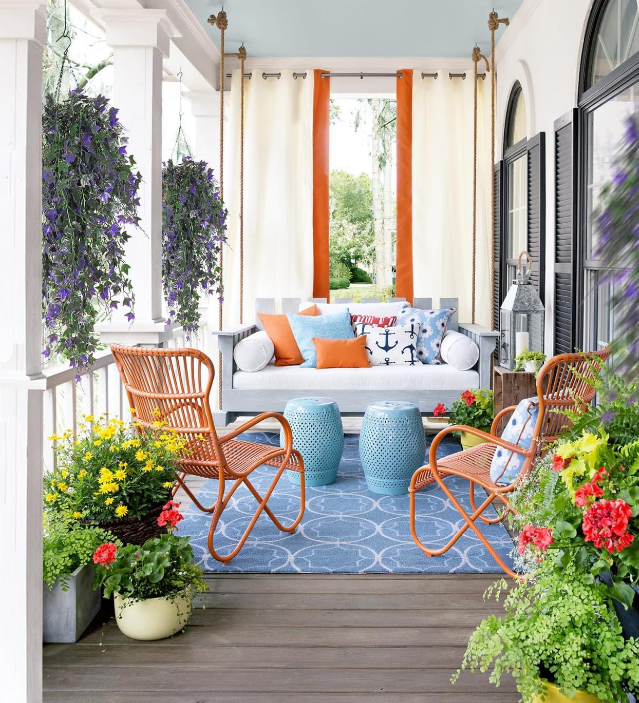 Artificial Ivy Vines Fake Plants Artificial Hanging Plants Faux Hanging Ivy Leaves Artificial Plants UV Resistant Plant for Outdoor Terrace Garden Decoration Indoor Bathroom Wall Decor(Purple)