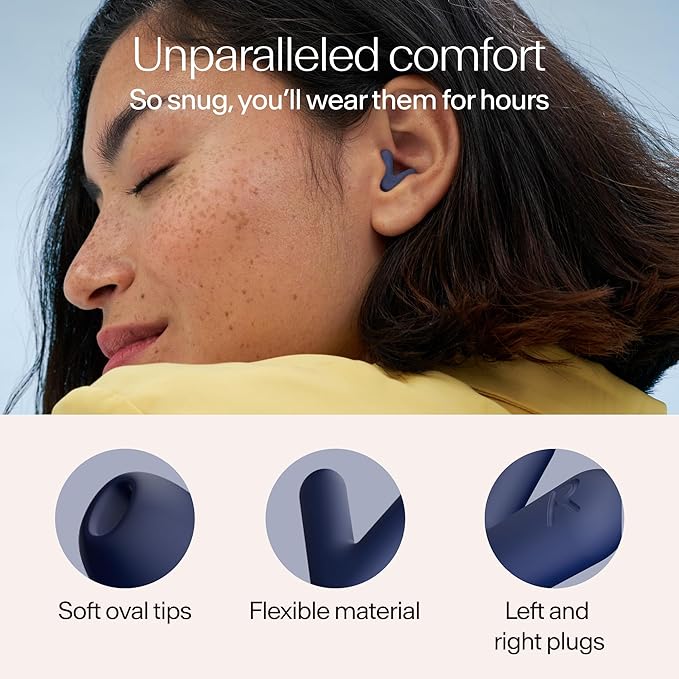 Alpine Silence Earplugs for Sleep, Focus & Travel - V-Shape Fit & Soft Oval Tips – 4 Sizes XS/S/M/L