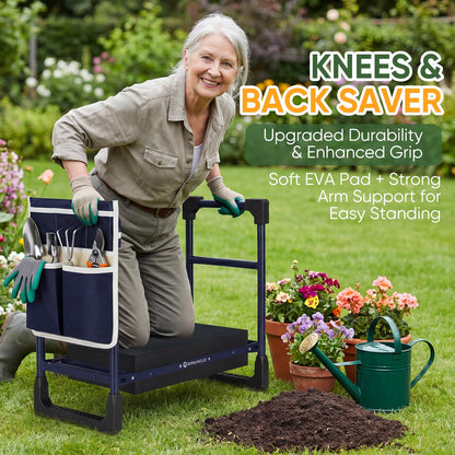 TITIUNCLE Garden Kneeler and Seat, Heavy Duty Foldable w/Soft Kneeling Pad