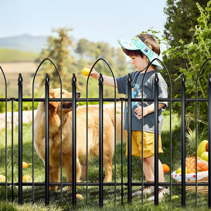 Garden Fence 24" H x 24" W (5 Panels, Total Length 10 feet), Metal Decorative Border Folding Fence, Landscape Fencing for Dog, Flower Bed, Yard, Animal Barrier