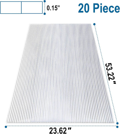 20 Pieces Set 4.4' (L) X 2' (W) Polycarbonate Greenhouse Panels, Twin-Wall Roof Panels Waterproof UV Protected Corrugated Plastic for Greenhouse, Plant Stand Roof