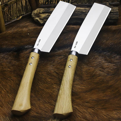 BA-KOR (Pioneer ) (15") DC53 steel 6mm thickened full Tang fixed knife+ Wooden sheath &(5.9IN) Cerium Igniter, suitable for outdoor hunting, cutting, chopping, camping, obstacle removal, exploration, fishing, EDC, BBQ (Mirror Light Edition)