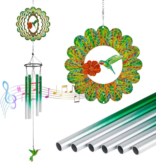 TUOKING Wind Chimes for Outside 3D Hummingbird Wind Spinner Windchimes Outdoor Hanging Decor for Garden Patio, Unique Gift for Mom,Women,Chimes Lovers