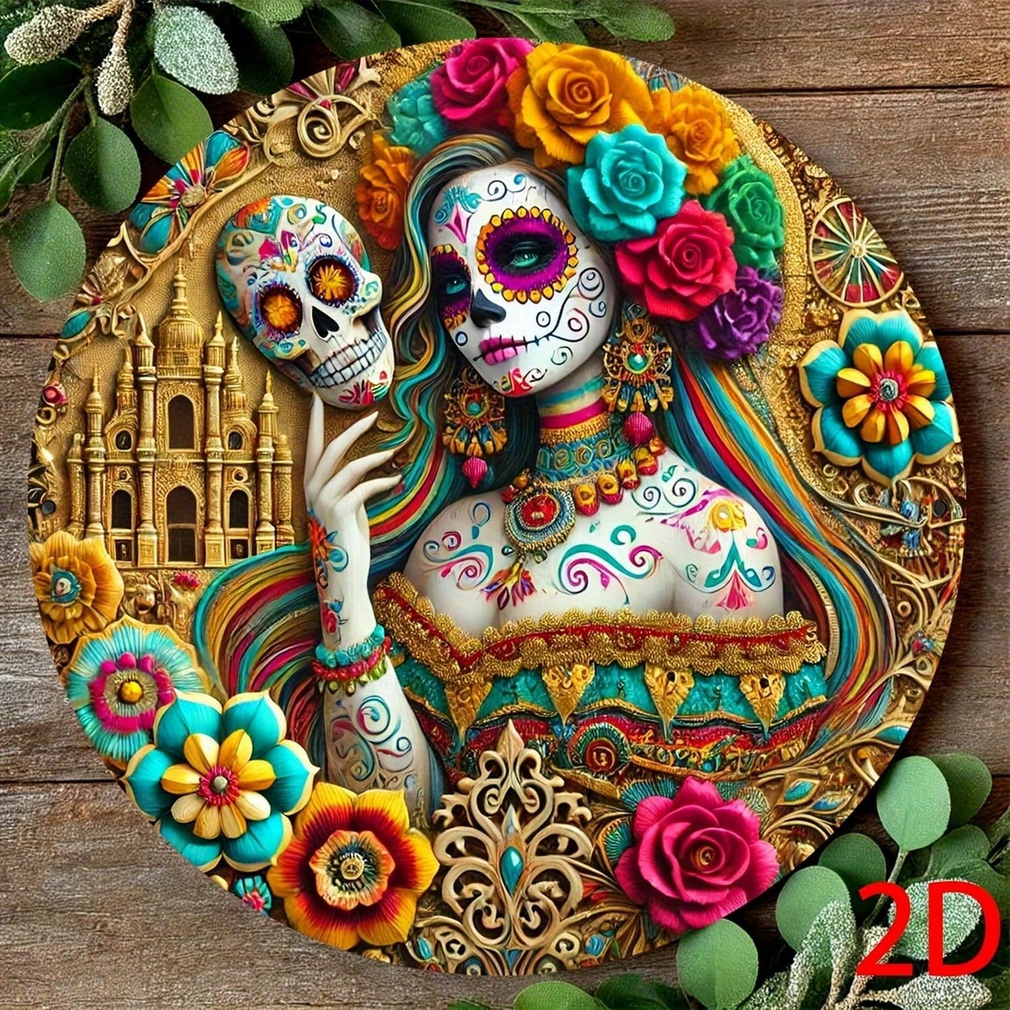 7.87inch Witch Sun Catchers Indoor Window The Day of Dead Skull Floral Acrylic Suncatcher Halloween Glass Window Hanging Gothic Decor with Chain for Home Garden Ornament Women Lover Gift