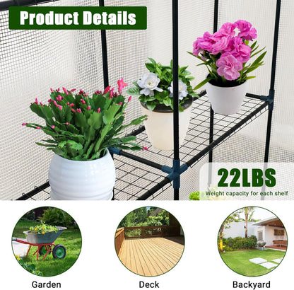 Greenhouse for Outdoors,Walk in 3-Tier 6 Shelves Green House w/ Roll-Up Zippered Door Anchors and Ropes,Waterproof & UV Protected Plant Garden Hot House for Garden Patio Backyard,57 x 57 x 76''