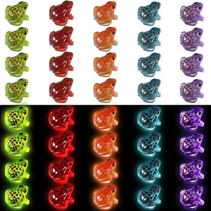 40Pcs Luminous Mini Frog Statues Model Miniature Frog Figurines Small Resin Animals Garden Decor Tiny DIY Terrarium Accessories Kit for Landscape Dollhouse Potted Aquarium Craft Party Ornament