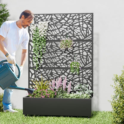 Casaphoria 72"x47" Metal Raised Garden Bed with Trellis(2 Pack), Outdoor Planter Box with Wheels & Drainage Holes for Climbing Plants, Flowers, Elevated Garden Kit, Black-Net-Arched
