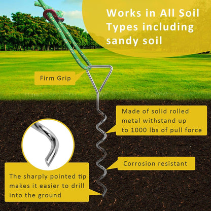 Tree Stake Kit, Heavy Duty Spiral Tree Stakes for Leaning Trees, Straightening Solution for Young Trees in Bad Weather