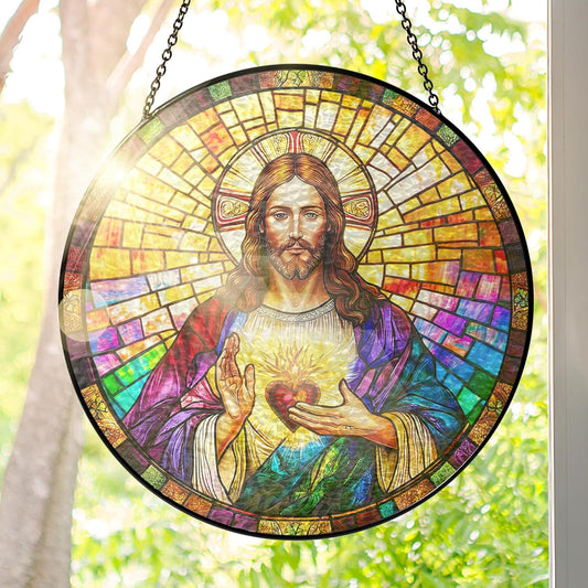 FLAGWIX Christmas Christian Gifts for Women Faith - Stained Glass Window Hanging 10 in - Birthday