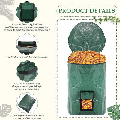 Berlune 6 Pcs Reusable Yard Waste Bags with Lid and Handles Extra Large Lawn Bags for Collecting Fall Leaves Heavy Duty Garden Trash Container for Camping Outdoor Debris Branches Grass(72 Gallon)