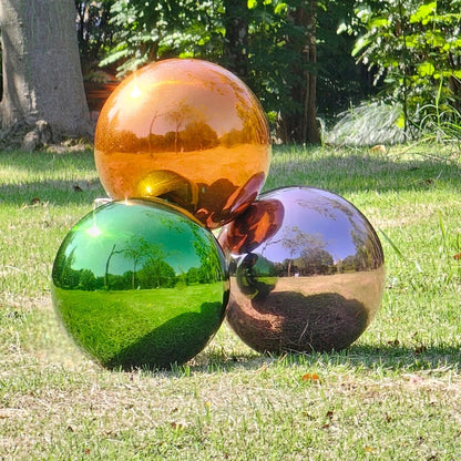 Stainless Steel Gazing Globe Mirror Ball, Decorative Gazing Balls for Garden, Reflective Smooth Garden Ball Sphere for Outdoor Yard Decoration (Green, Dia: 12 inch)