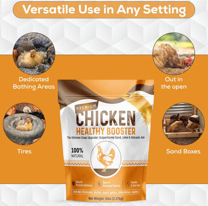 Chicken Dust Bath Sand Mix – Natural Poultry Dust for Feather & Skin Care | Diatomaceous Earth Blend | Coop Cleaner & Odor Control | Safe for Chickens, Ducks, Chinchillas-5 lbs