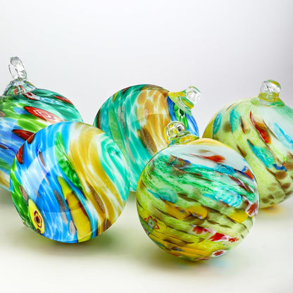 QFkris 4" Blown Glass Christmas Ornaments Ball for Christmas Tree, Hand Blown Glass Ornaments, Gazing Balls Witch Balls Friendship Ball