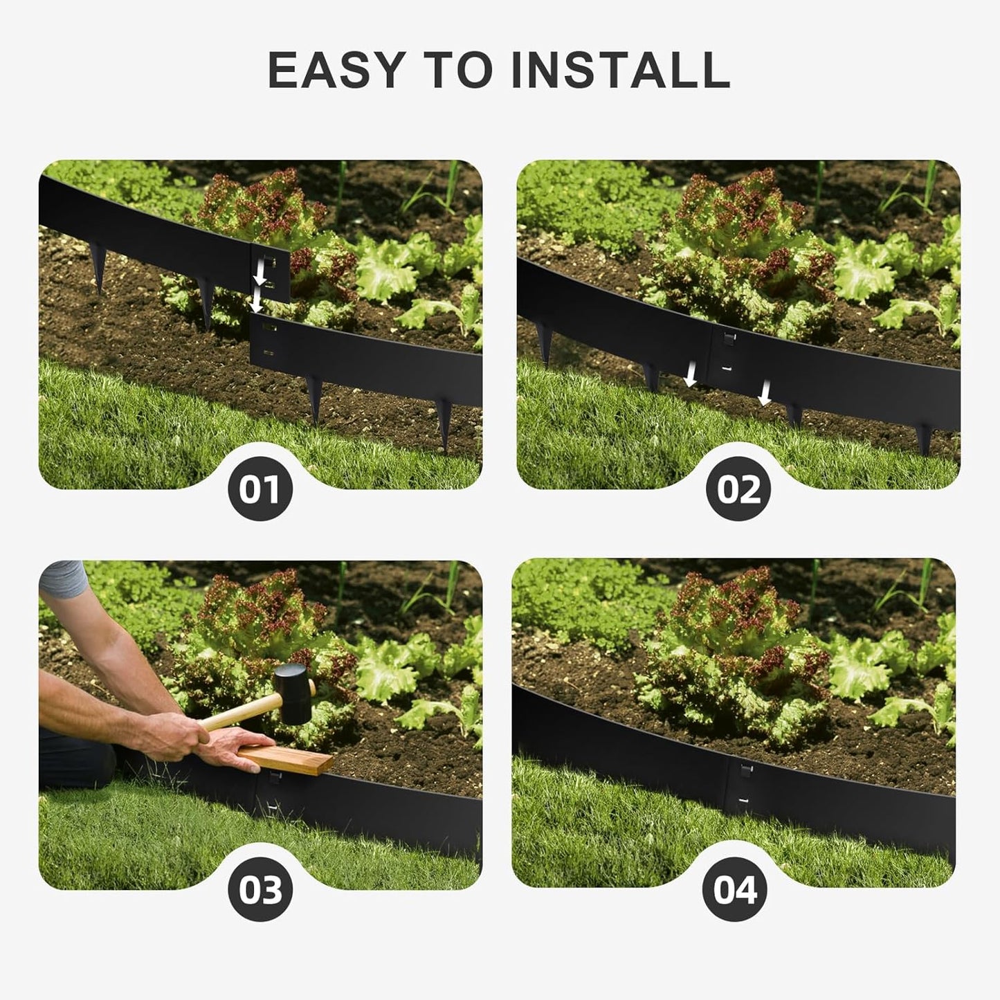 Steel Landscape Edging, 5 Packs 39 x 3.8 in Rust-Resistant Metal Landscape Edging, Bendable Garden Edging Border, Easy-to-Install, Flower Bed Yard Pathway Divider Black