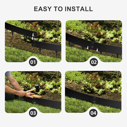 Steel Landscape Edging, 5 Packs 39 x 3.8 in Rust-Resistant Metal Landscape Edging, Bendable Garden Edging Border, Easy-to-Install, Flower Bed Yard Pathway Divider Black