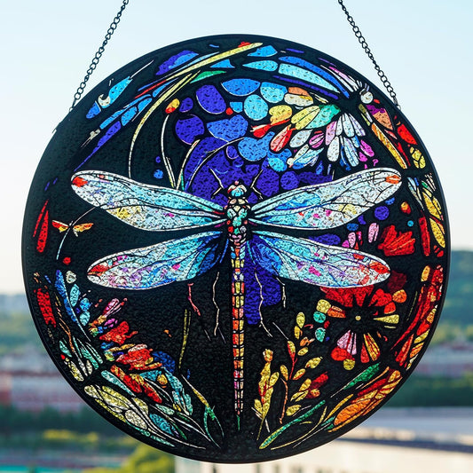 Stained Glass Window Hanging - Dragonfly Stained Glass Suncatcher, Sun Catchers for Indoor Window