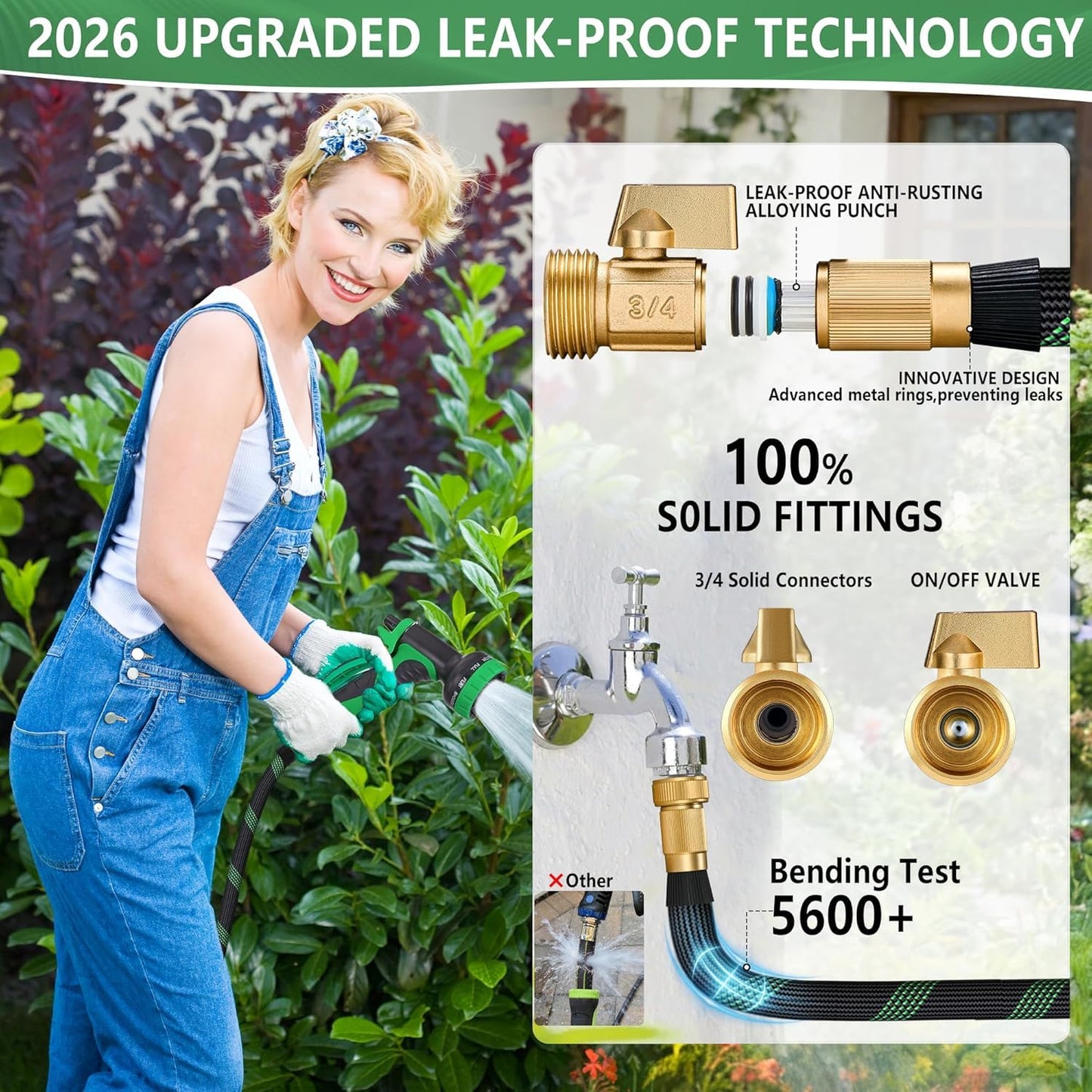 100 FT Non-Expanding Garden Hose, 2026 New Upgrated Non-Expandable Garden Water Hose - Ultra-Light