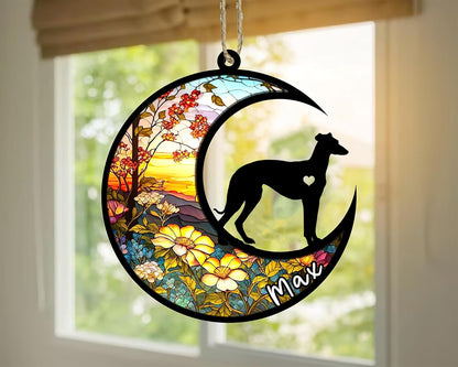 Personalized Dog Memorial, Custom Name Whippet Dog Christmas Ornament with Name, Custom Breeds, Pet Loss Light Catcher, Gifts for Lovers Loss of Pet Sympathy on Mothers Day Christmas