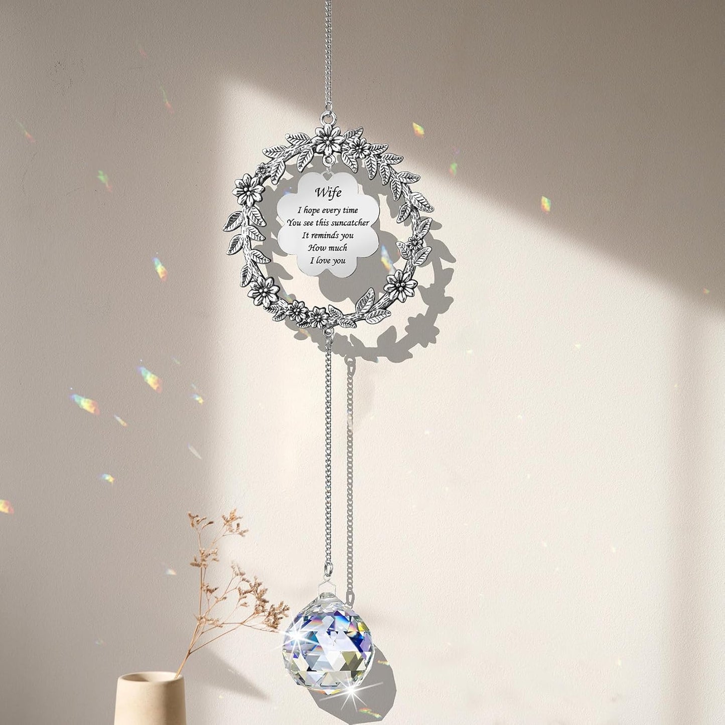 Wife Gifts from Husband,Suncatcher Birthday Valentines Gifts for Wife, Sun Catcher for Christmas Thanksgiving Valentines Day