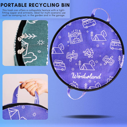 2 Pcs 30 Gallon Collapsible Trash Can Portable Waterproof Reusable with Zippered Lid for RV's, Camping, Recycling, Yard Waste, Leaf Bag, Children Toy Bin (Trash and Recycling)
